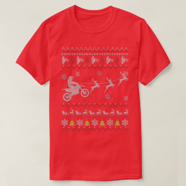 Camiseta Motocicleta de dieta Pajama Ugly Christmas Biker (Frente do Design)