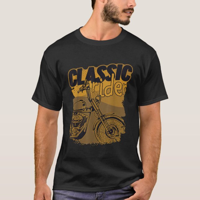 Camiseta Motocicleta de motocicleta Clássica Biker Vovô Mot (Frente)