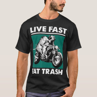 Camiseta Motocicleta de Oculto de Trash Raccoon de Comida R