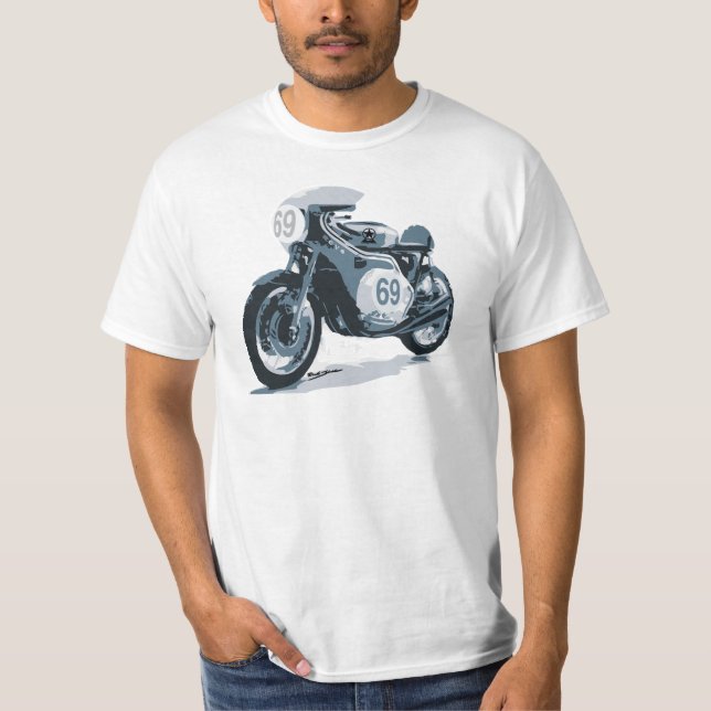 Camiseta Motocicleta do clássico do piloto do café (Frente)