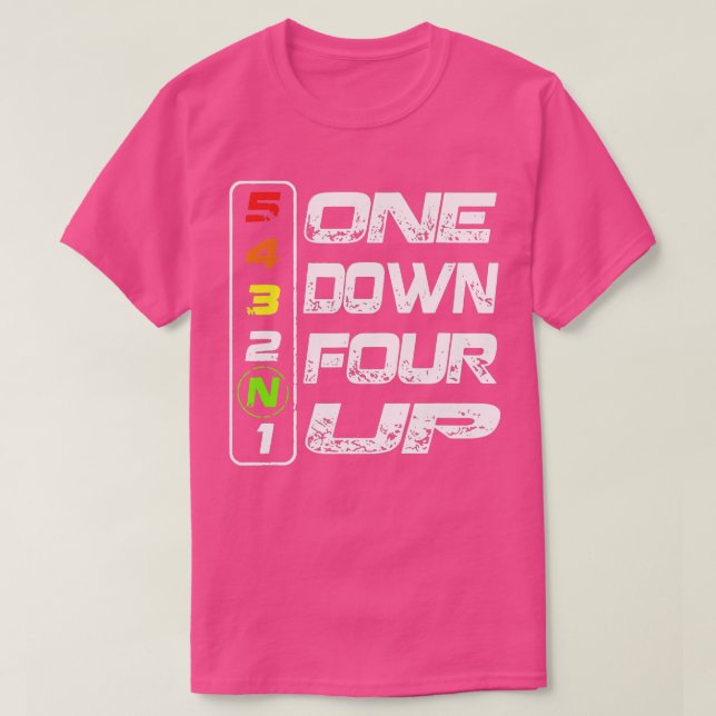 Camiseta Motocicleta Funny One Up Quatro Down (Frente do Design)