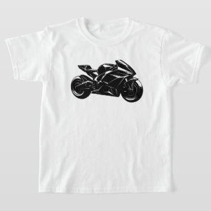 Camiseta Motocicleta Futurista Vetor Preto Branco