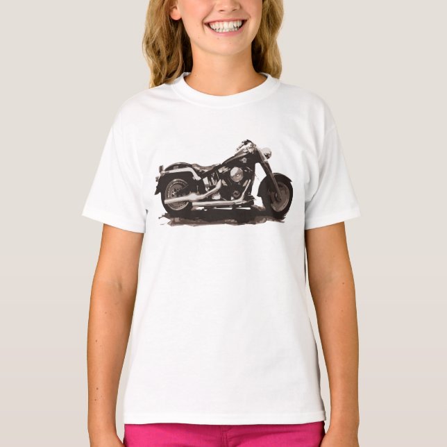 Camiseta Motocicleta gorda clássica do menino (Frente)