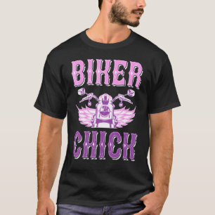 Camiseta Motocicleta Mulheres Biker Pintinho Biking Bikers