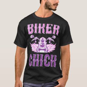 Camiseta Motocicleta Mulheres Biker Pintinho Biking Bikers 
