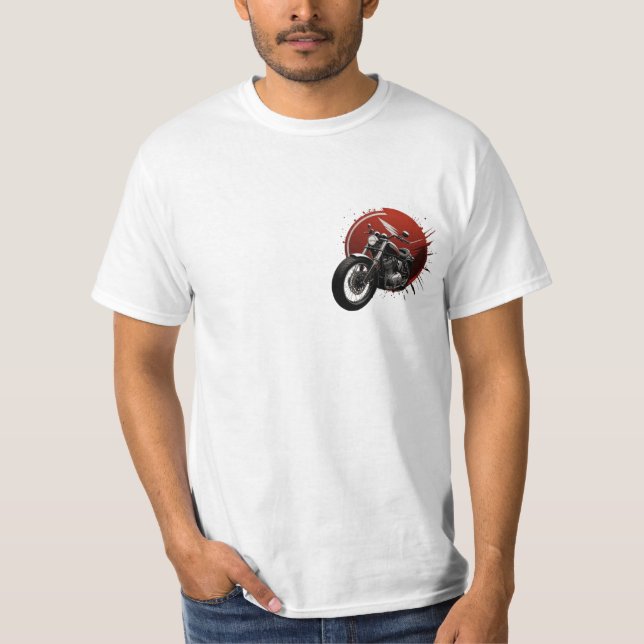 Camiseta Motocicleta na moda Cruiser com Backgrogrogue Verm (Frente)