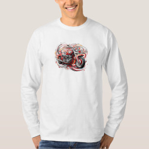 Camiseta Motocicleta Nas Desenhos Divertidos De Linha