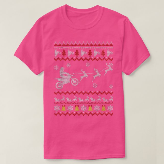Camiseta Motocicleta Pajama Ugly Christmas Biker G (Frente do Design)