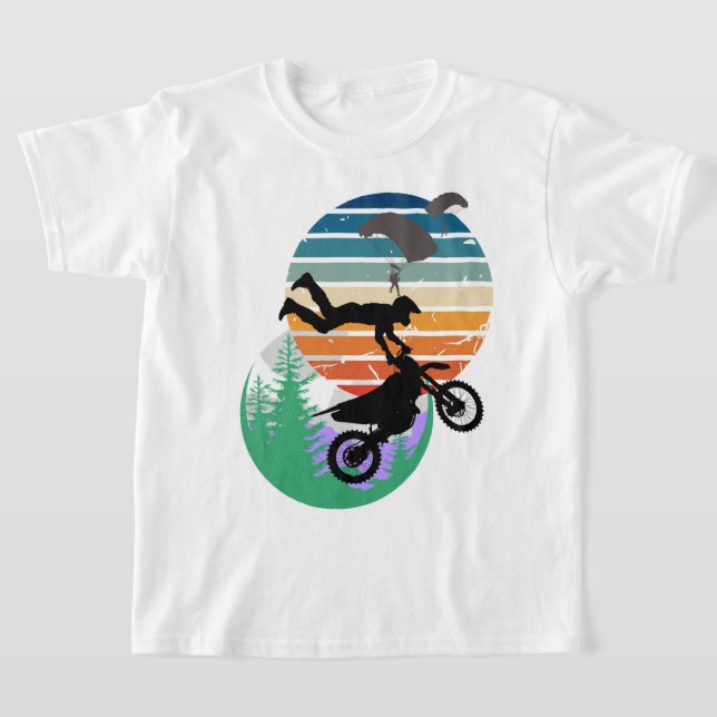 Camiseta Motocicleta, paraquedas e ao ar livre (Postura )