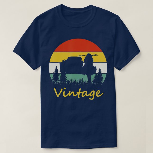Camiseta Motocicleta Retro Vintage Sidecar (Frente do Design)