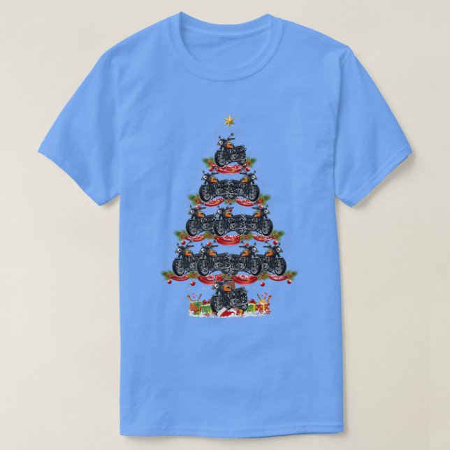 Camiseta Motocicletas Xmas Lighting Papais noeis (Frente do Design)