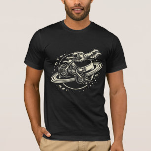 Camiseta Motociclista Astronauta Saturno