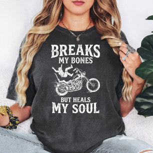 Camiseta Motociclista Bate Ossos Cura Alma Piloto de Moto