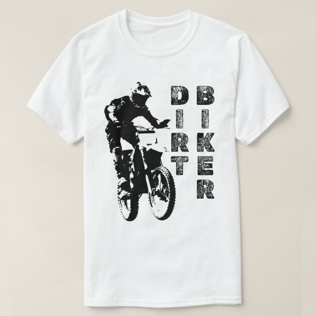 Camiseta Motociclista de Terra Preto e Branco (Frente do Design)