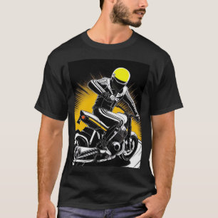 Camiseta Motociclista Elegante Pilotando uma Moto Cruiser