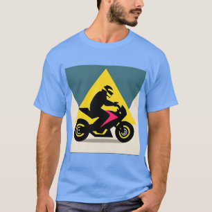 Camiseta Motociclista Elegante Pilotando uma Moto Retrô