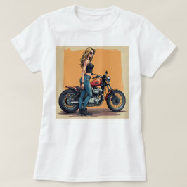 Camiseta Motociclista Feminina Se Preparando Para Andar