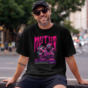 Camiseta Motociclista Retro-Futurista – Neon Cyberpunk