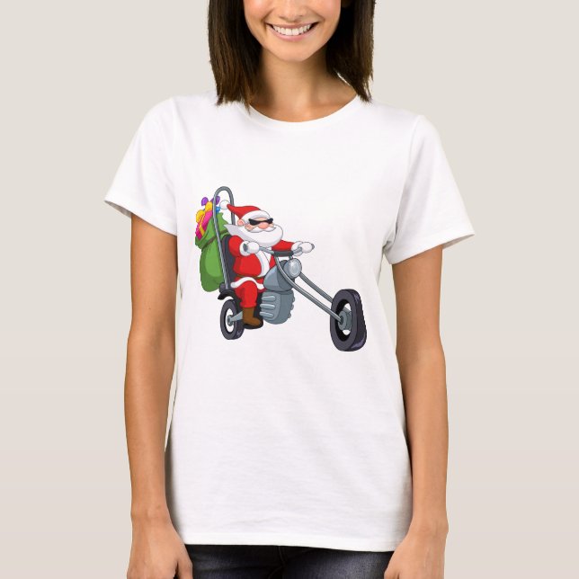 Camiseta motociclista santa claus (Frente)