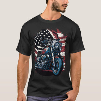 Camiseta Motociclista Veterano de Bandeira Americana dos EU