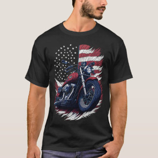 Camiseta Motociclista Veterano de Moto com Bandeira America