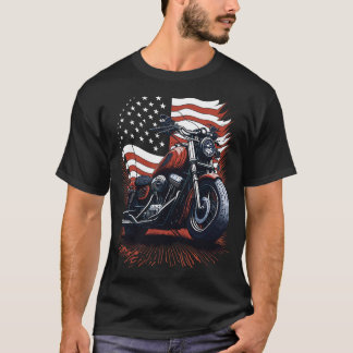 Camiseta Motociclista Veterano de Moto com Bandeira America