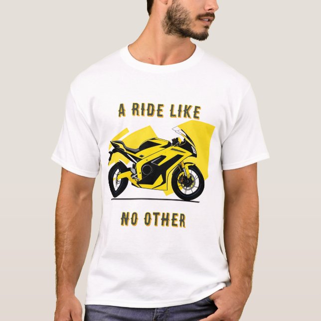 Camiseta Motociclo Amarelo e Ilustração do Cavaleiro (Frente)