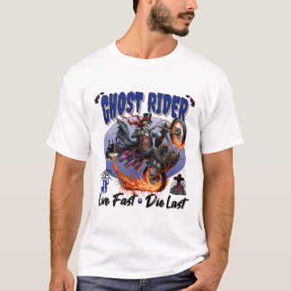 Camiseta Motociclo de pilotagem com Esqueleto do Fantasma R