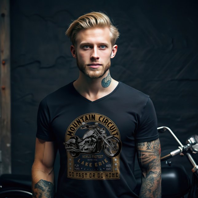 Camiseta Motociclo do Lago Erie Retro (Criador carregado)