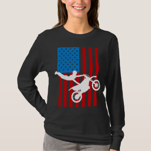 Camiseta Motociclo Juvenil EUA Bandeira Dirt Bike Kids Gi