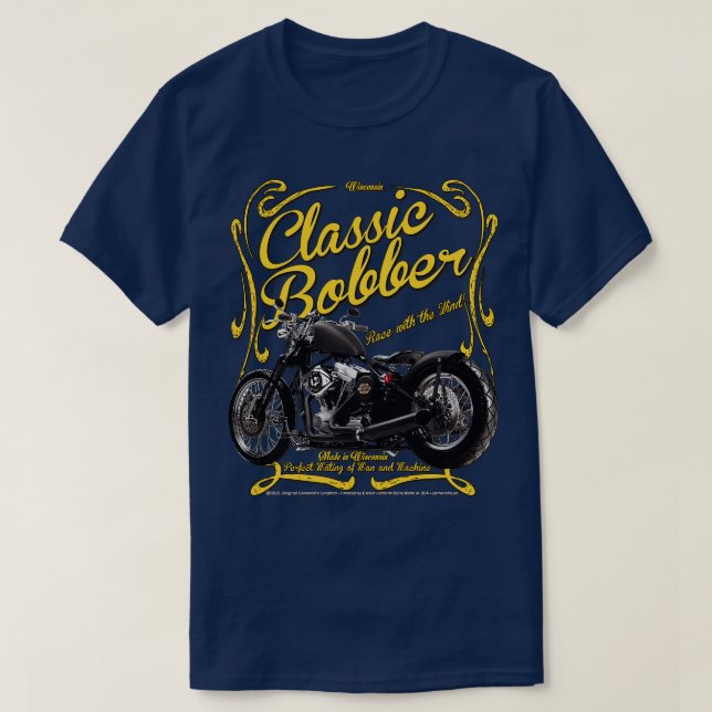Camiseta Motociclo Personalizado Americano Clássico (Frente do Design)