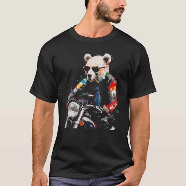 Camiseta Motociclo Urso - Pulmão Polar Animal Colorida (Frente)