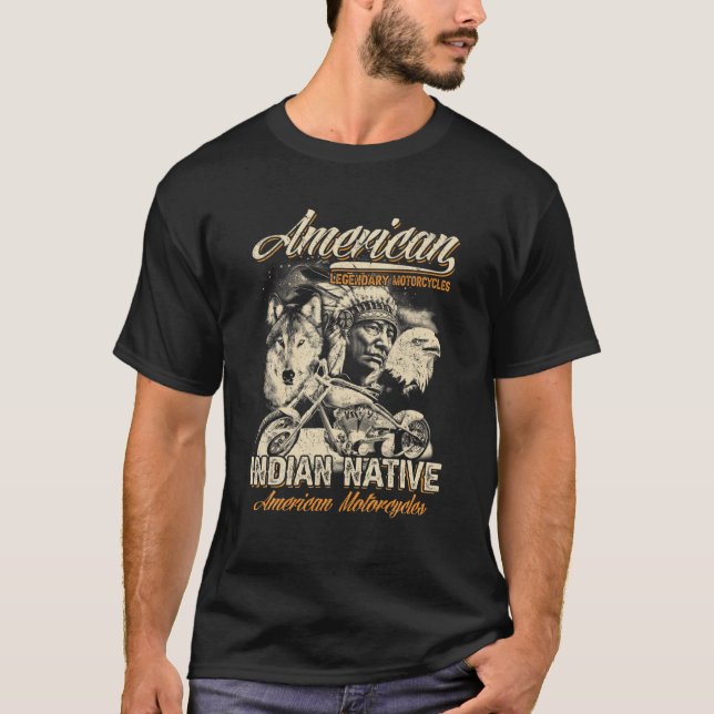 Camiseta Motociclos lendários Retro-Americanos - Indian Old (Frente)