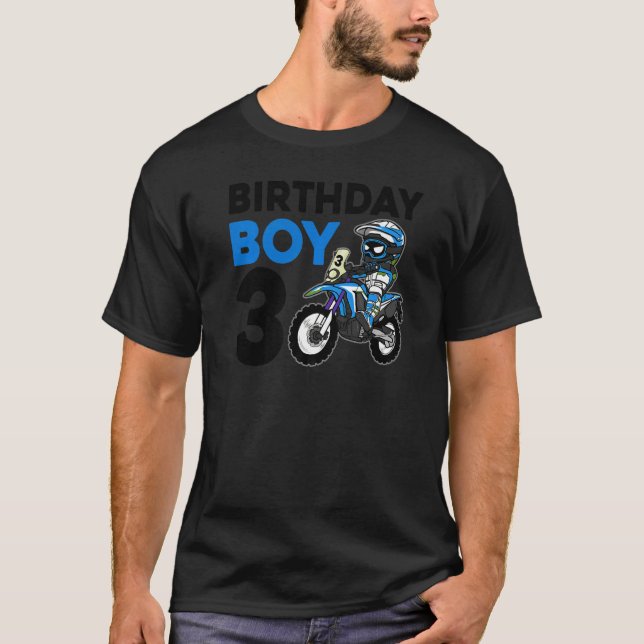 Camiseta Motocross 3rd 3 Year Old Dirt Bike Festa de aniver (Frente)