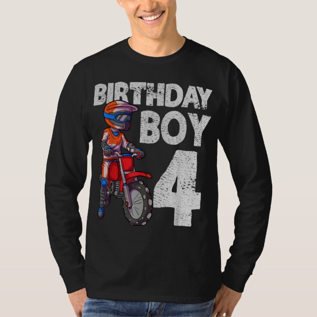 Camiseta Motocross 4th Birday Kids MX 4 anos Bik Dirt (Frente)