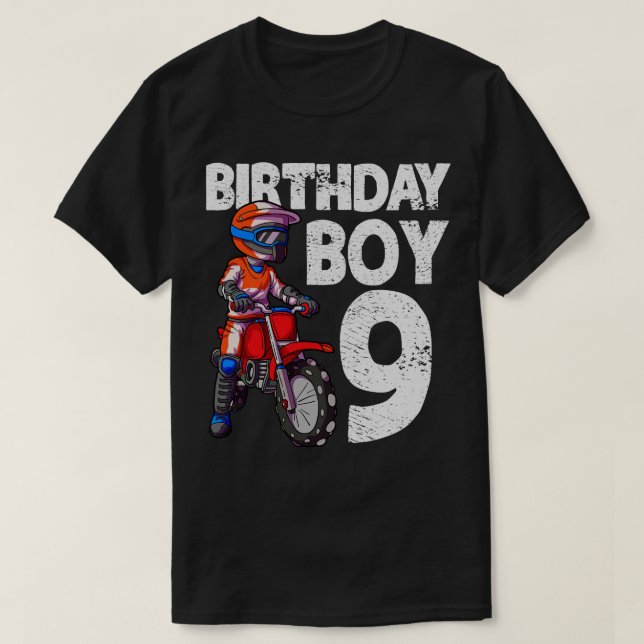 Camiseta Motocross 9th Birday Kids MX 9 Anos Bik (Frente do Design)