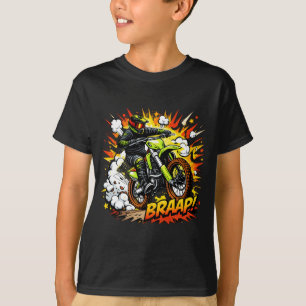 Camiseta Motocross Banda Desenhada Estouro Piloto de Bicicl