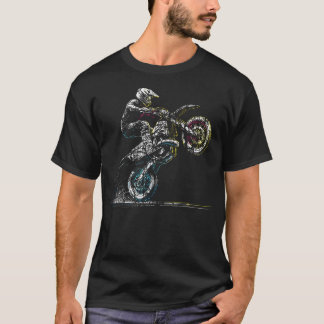 Camiseta Motocross de motocicleta com motor retrovisor de b