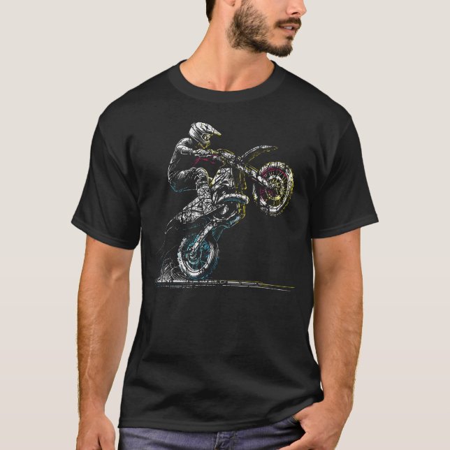 Camiseta Motocross de motocicleta com motor retrovisor de b (Frente)