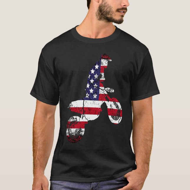 Camiseta Motocross Dirt Bike American Flag  Brap Dad Father (Frente)