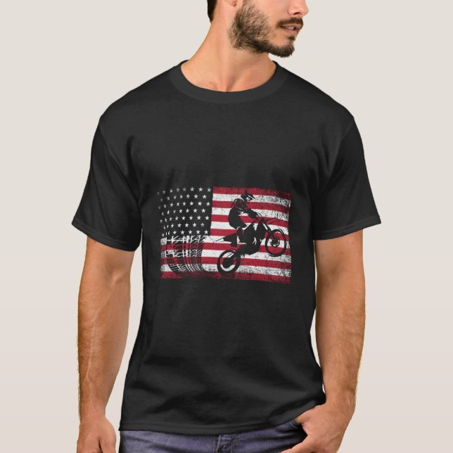 Camiseta Motocross Dirt Bike Racing Biker 4 De Julho Ameri (Frente)