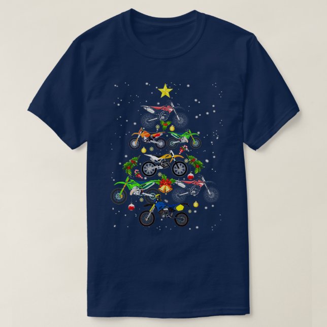 Camiseta Motocross Dirt Bike Tree Christmas TL  (Frente do Design)