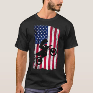 Camiseta Motocross Estados Unidos Flag Jumping Bike America