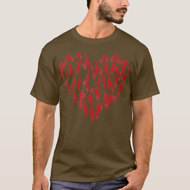 Camiseta Motocross Heart Supercross Dias de os namorados Ki (Frente)