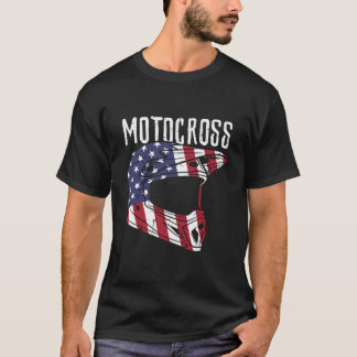 Camiseta Motocross Helmet Us Flag Dirt Bike Patriot Biker