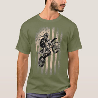 Camiseta Motocross Jumping Bike American Flag 4 de julho