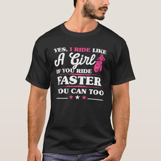 Camiseta Motocross Mulher Sim Eu Ando Como Uma Rapariga (Frente)