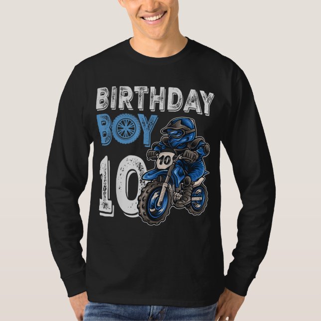 Camiseta Motocross MX 10th Gift 10 Year Old Dirt Bike Birth (Frente)
