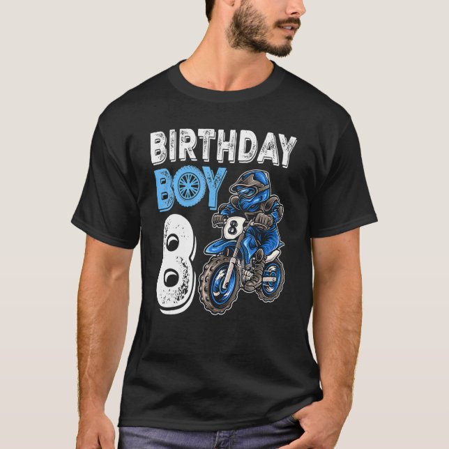 Camiseta Motocross Mx 8th 8 Year Old Dirt Bike Birday Pa (Frente)