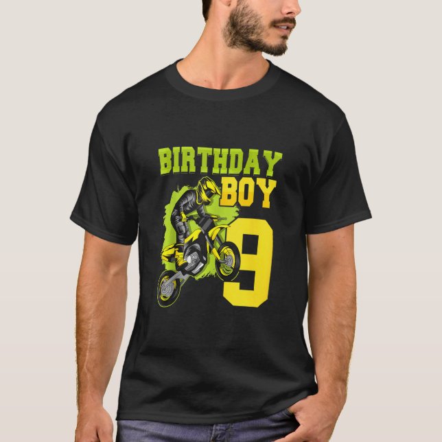 Camiseta Motocross Mx 9th 9 Year Old Dirt Bike Birday Pa (Frente)